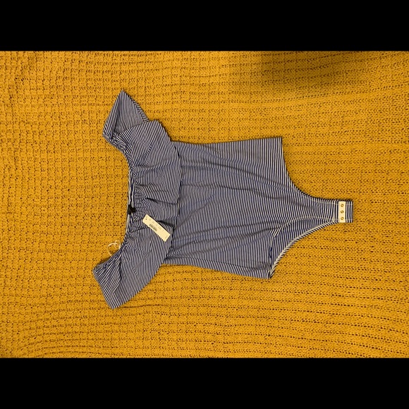 J.Crew Blue striped OTS body suit - Picture 3 of 6